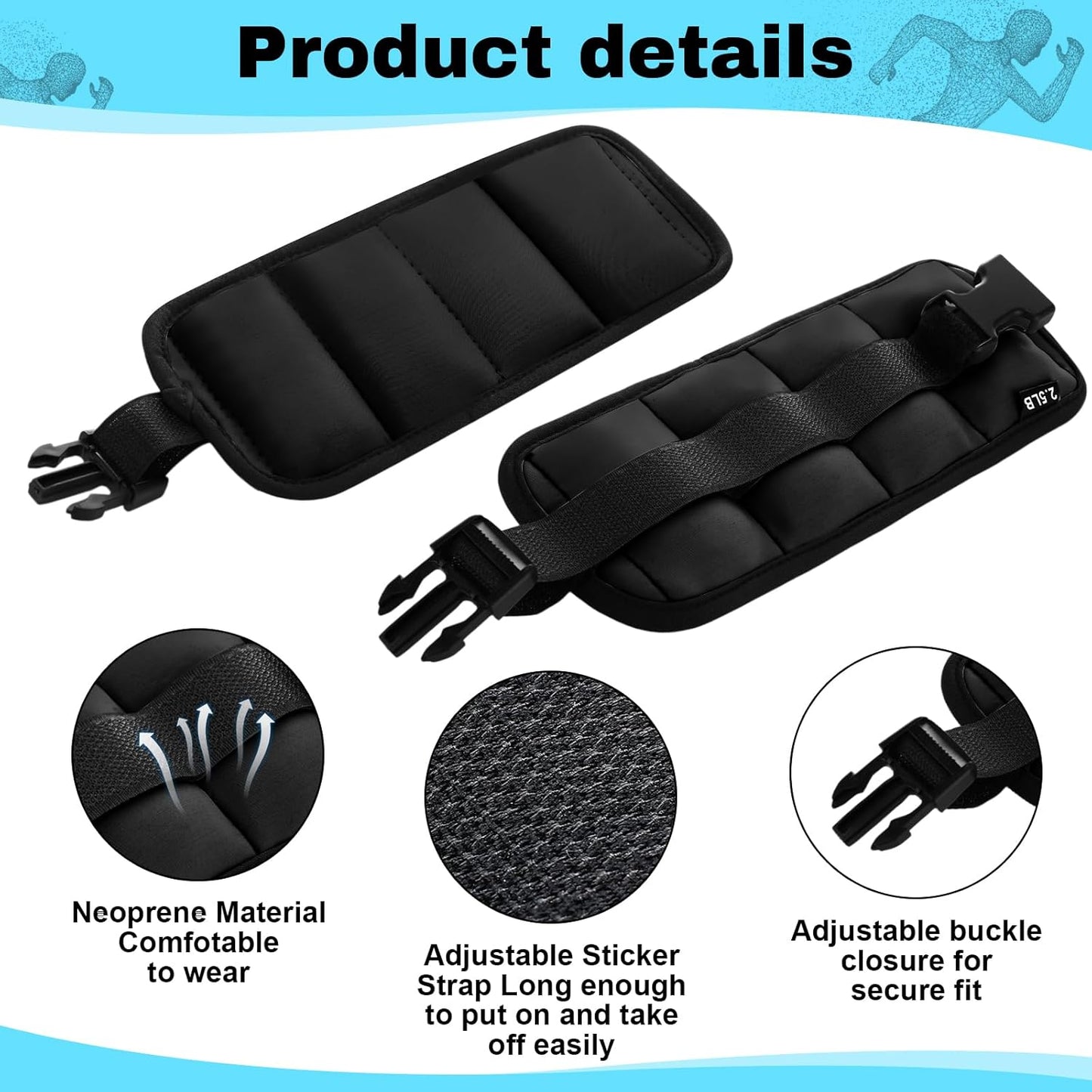 2 Pairs Ankle Wrist Weights for Land or Aquatic Exercise Aqua Cuffs Aqua Aerobics Fitness Bands for Ankle and Wrist Adjustable Weights for Swimming Pool Workout Equipment