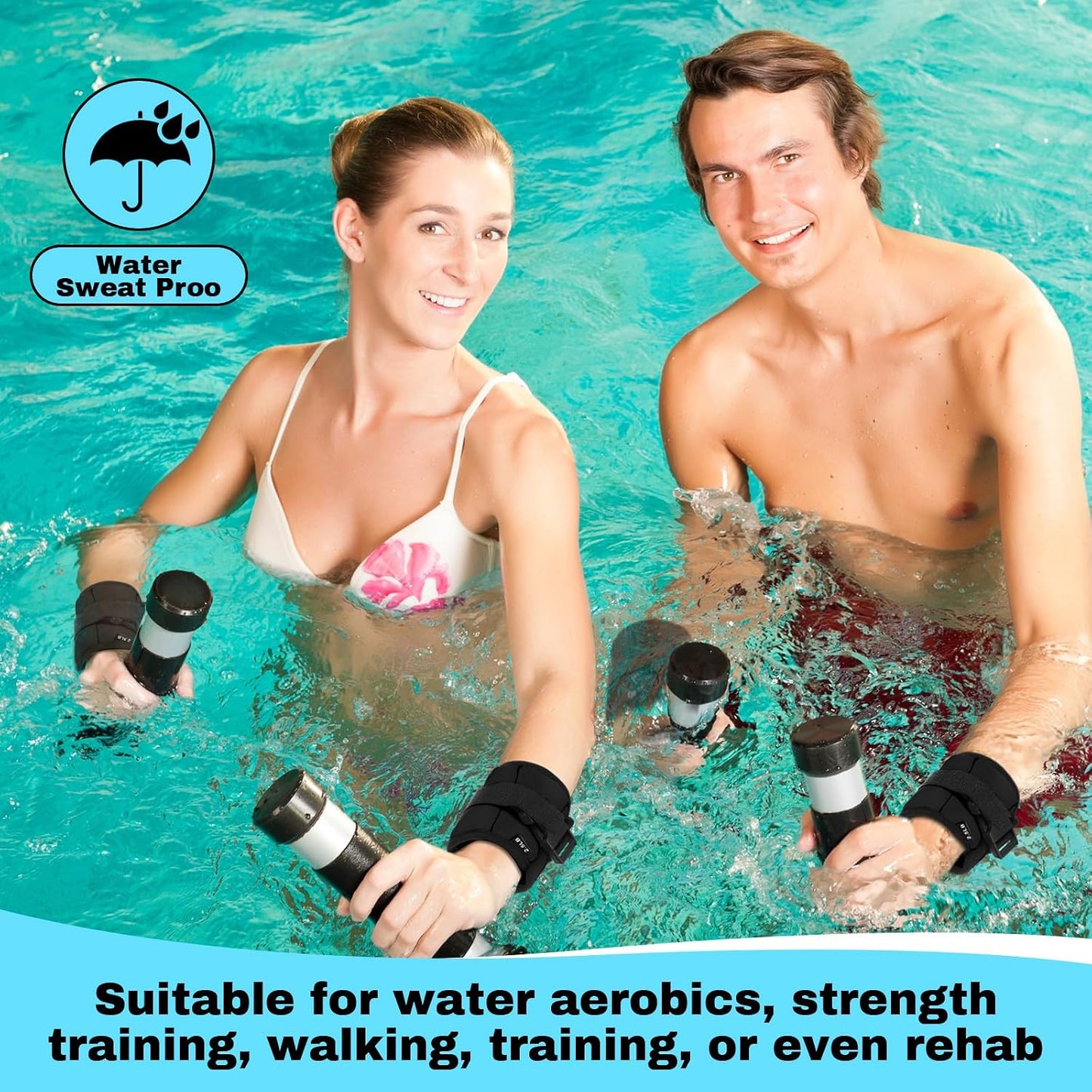2 Pairs Ankle Wrist Weights for Land or Aquatic Exercise Aqua Cuffs Aqua Aerobics Fitness Bands for Ankle and Wrist Adjustable Weights for Swimming Pool Workout Equipment