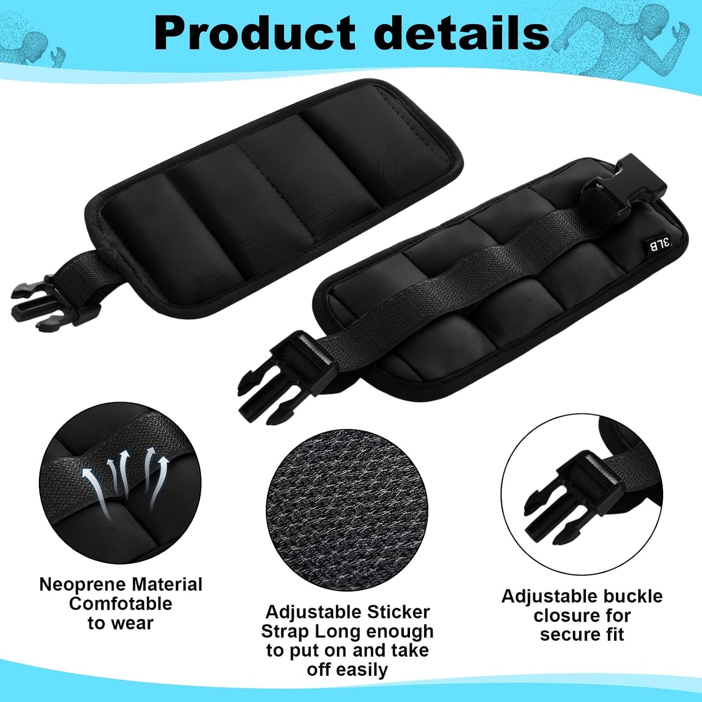 2 Pairs Ankle Wrist Weights for Land or Aquatic Exercise Aqua Cuffs Aqua Aerobics Fitness Bands for Ankle and Wrist Adjustable Weights for Swimming Pool Workout Equipment