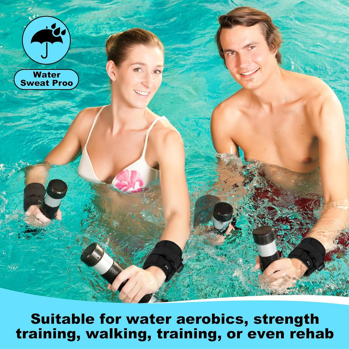 2 Pairs Ankle Wrist Weights for Land or Aquatic Exercise Aqua Cuffs Aqua Aerobics Fitness Bands for Ankle and Wrist Adjustable Weights for Swimming Pool Workout Equipment