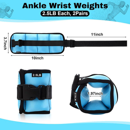 2 Pairs Ankle Wrist Weights for Land or Aquatic Exercise Aqua Cuffs Aqua Aerobics Fitness Bands for Ankle and Wrist Adjustable Weights for Swimming Pool Workout Equipment