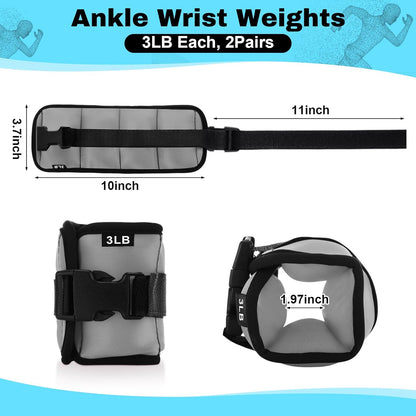 2 Pairs Ankle Wrist Weights for Land or Aquatic Exercise Aqua Cuffs Aqua Aerobics Fitness Bands for Ankle and Wrist Adjustable Weights for Swimming Pool Workout Equipment