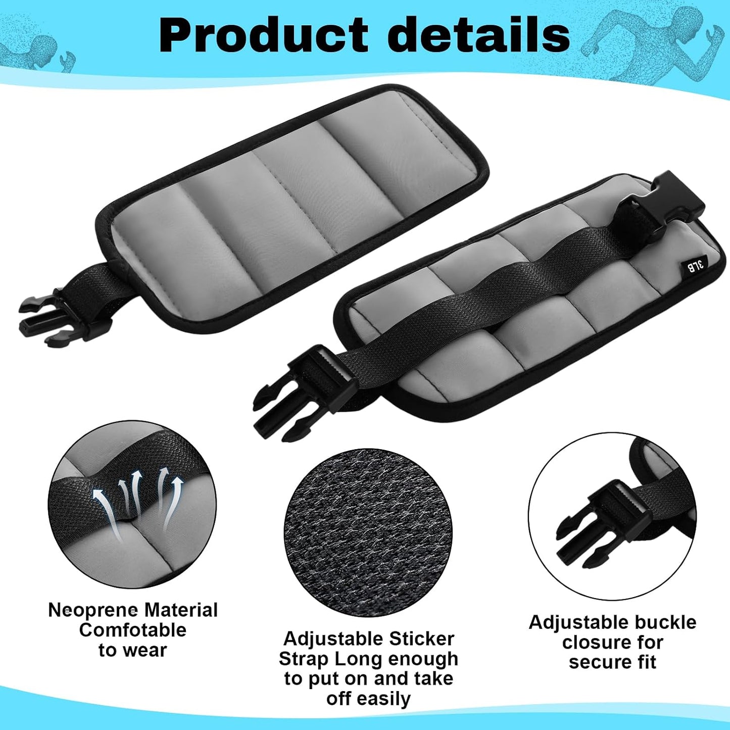 2 Pairs Ankle Wrist Weights for Land or Aquatic Exercise Aqua Cuffs Aqua Aerobics Fitness Bands for Ankle and Wrist Adjustable Weights for Swimming Pool Workout Equipment