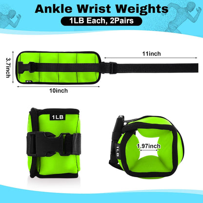 2 Pairs Ankle Wrist Weights for Land or Aquatic Exercise Aqua Cuffs Aqua Aerobics Fitness Bands for Ankle and Wrist Adjustable Weights for Swimming Pool Workout Equipment
