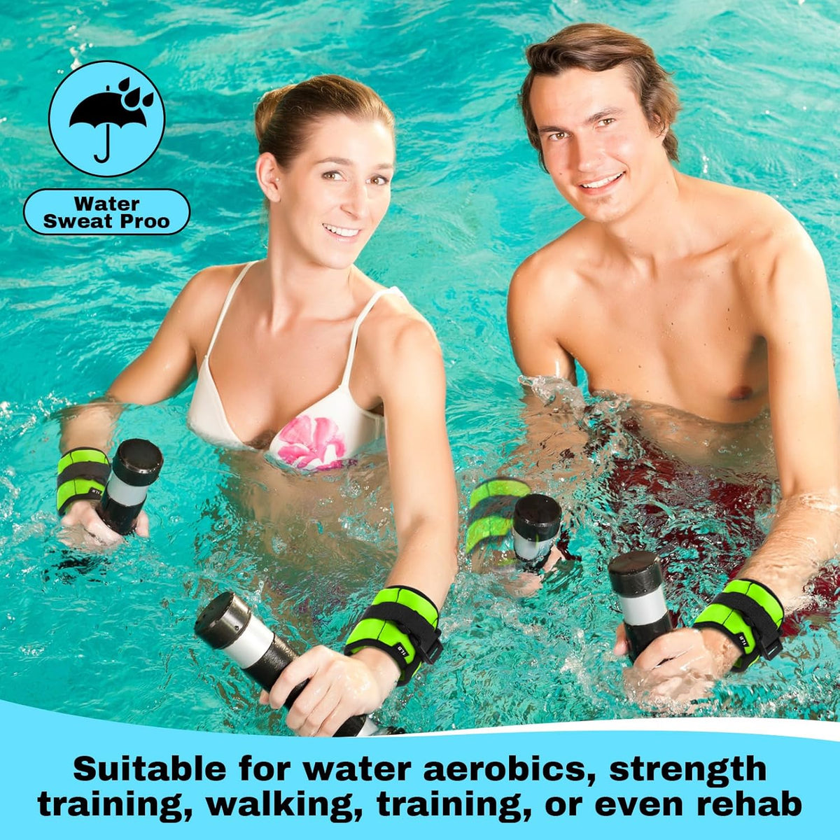 2 Pairs Ankle Wrist Weights for Land or Aquatic Exercise Aqua Cuffs Aqua Aerobics Fitness Bands for Ankle and Wrist Adjustable Weights for Swimming Pool Workout Equipment