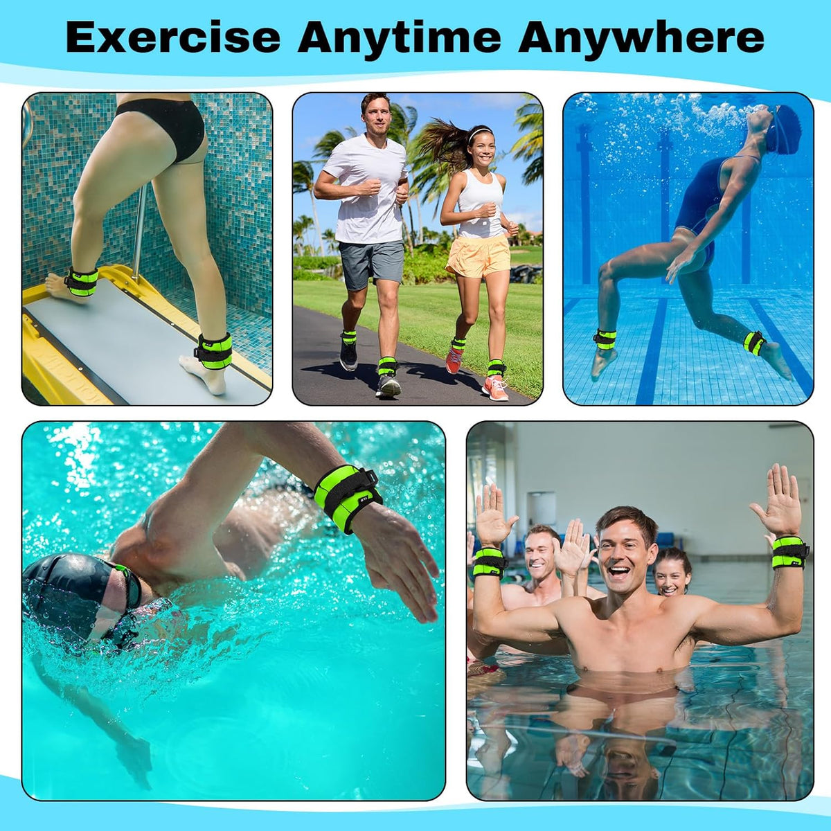 2 Pairs Ankle Wrist Weights for Land or Aquatic Exercise Aqua Cuffs Aqua Aerobics Fitness Bands for Ankle and Wrist Adjustable Weights for Swimming Pool Workout Equipment