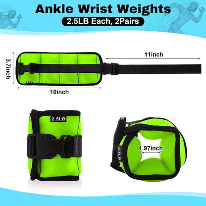 2 Pairs Ankle Wrist Weights for Land or Aquatic Exercise Aqua Cuffs Aqua Aerobics Fitness Bands for Ankle and Wrist Adjustable Weights for Swimming Pool Workout Equipment