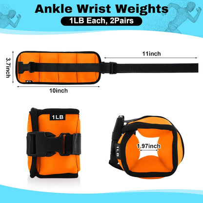 2 Pairs Ankle Wrist Weights for Land or Aquatic Exercise Aqua Cuffs Aqua Aerobics Fitness Bands for Ankle and Wrist Adjustable Weights for Swimming Pool Workout Equipment
