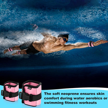 2 Pairs Ankle Wrist Weights for Land or Aquatic Exercise Aqua Cuffs Aqua Aerobics Fitness Bands for Ankle and Wrist Adjustable Weights for Swimming Pool Workout Equipment