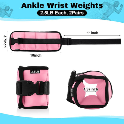 2 Pairs Ankle Wrist Weights for Land or Aquatic Exercise Aqua Cuffs Aqua Aerobics Fitness Bands for Ankle and Wrist Adjustable Weights for Swimming Pool Workout Equipment