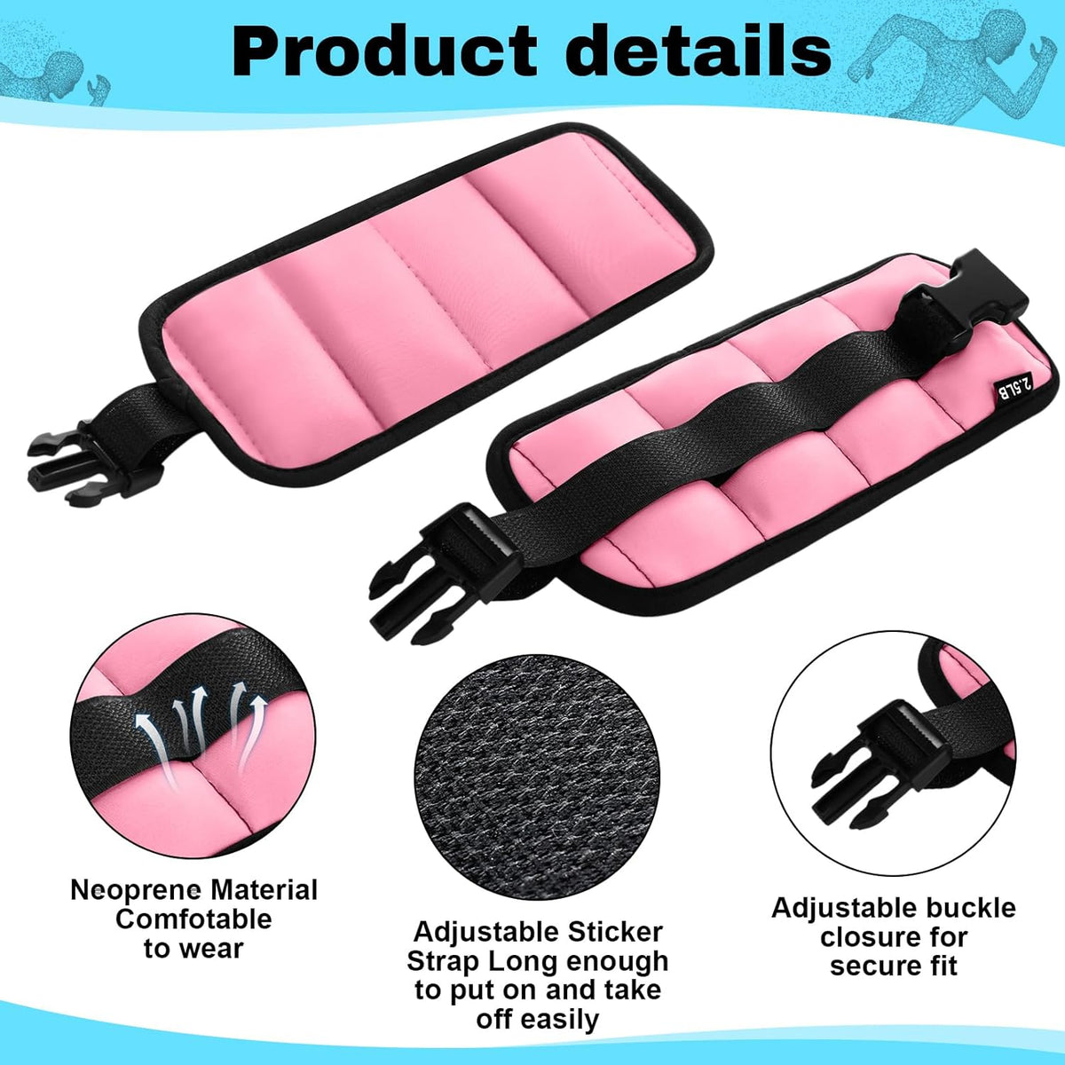 2 Pairs Ankle Wrist Weights for Land or Aquatic Exercise Aqua Cuffs Aqua Aerobics Fitness Bands for Ankle and Wrist Adjustable Weights for Swimming Pool Workout Equipment