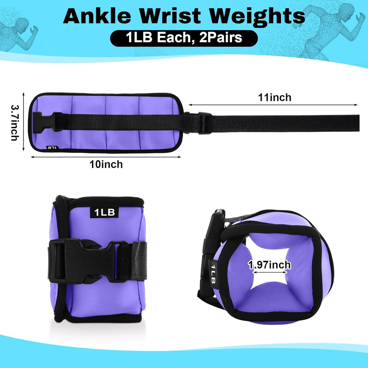 2 Pairs Ankle Wrist Weights for Land or Aquatic Exercise Aqua Cuffs Aqua Aerobics Fitness Bands for Ankle and Wrist Adjustable Weights for Swimming Pool Workout Equipment