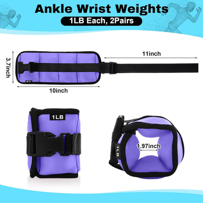 2 Pairs Ankle Wrist Weights for Land or Aquatic Exercise Aqua Cuffs Aqua Aerobics Fitness Bands for Ankle and Wrist Adjustable Weights for Swimming Pool Workout Equipment