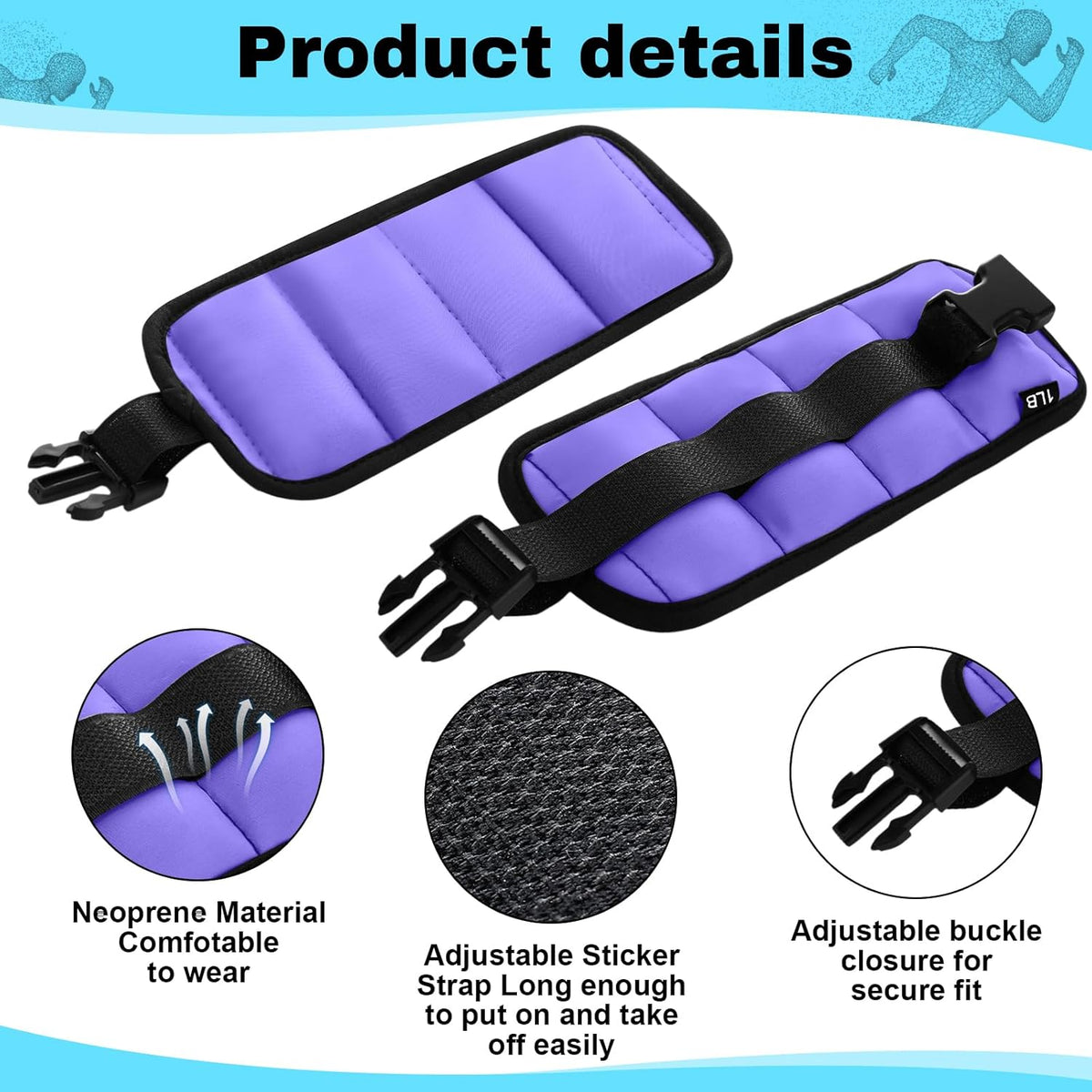 2 Pairs Ankle Wrist Weights for Land or Aquatic Exercise Aqua Cuffs Aqua Aerobics Fitness Bands for Ankle and Wrist Adjustable Weights for Swimming Pool Workout Equipment