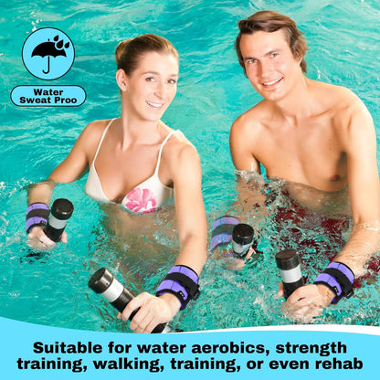 2 Pairs Ankle Wrist Weights for Land or Aquatic Exercise Aqua Cuffs Aqua Aerobics Fitness Bands for Ankle and Wrist Adjustable Weights for Swimming Pool Workout Equipment