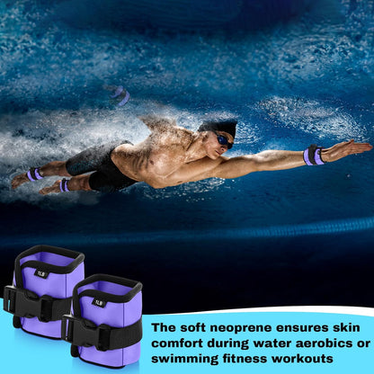 2 Pairs Ankle Wrist Weights for Land or Aquatic Exercise Aqua Cuffs Aqua Aerobics Fitness Bands for Ankle and Wrist Adjustable Weights for Swimming Pool Workout Equipment