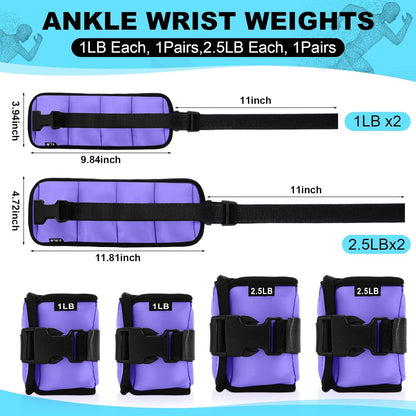 2 Pairs Ankle Wrist Weights for Land or Aquatic Exercise Aqua Cuffs Aqua Aerobics Fitness Bands for Ankle and Wrist Adjustable Weights for Swimming Pool Workout Equipment