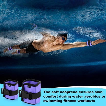 2 Pairs Ankle Wrist Weights for Land or Aquatic Exercise Aqua Cuffs Aqua Aerobics Fitness Bands for Ankle and Wrist Adjustable Weights for Swimming Pool Workout Equipment