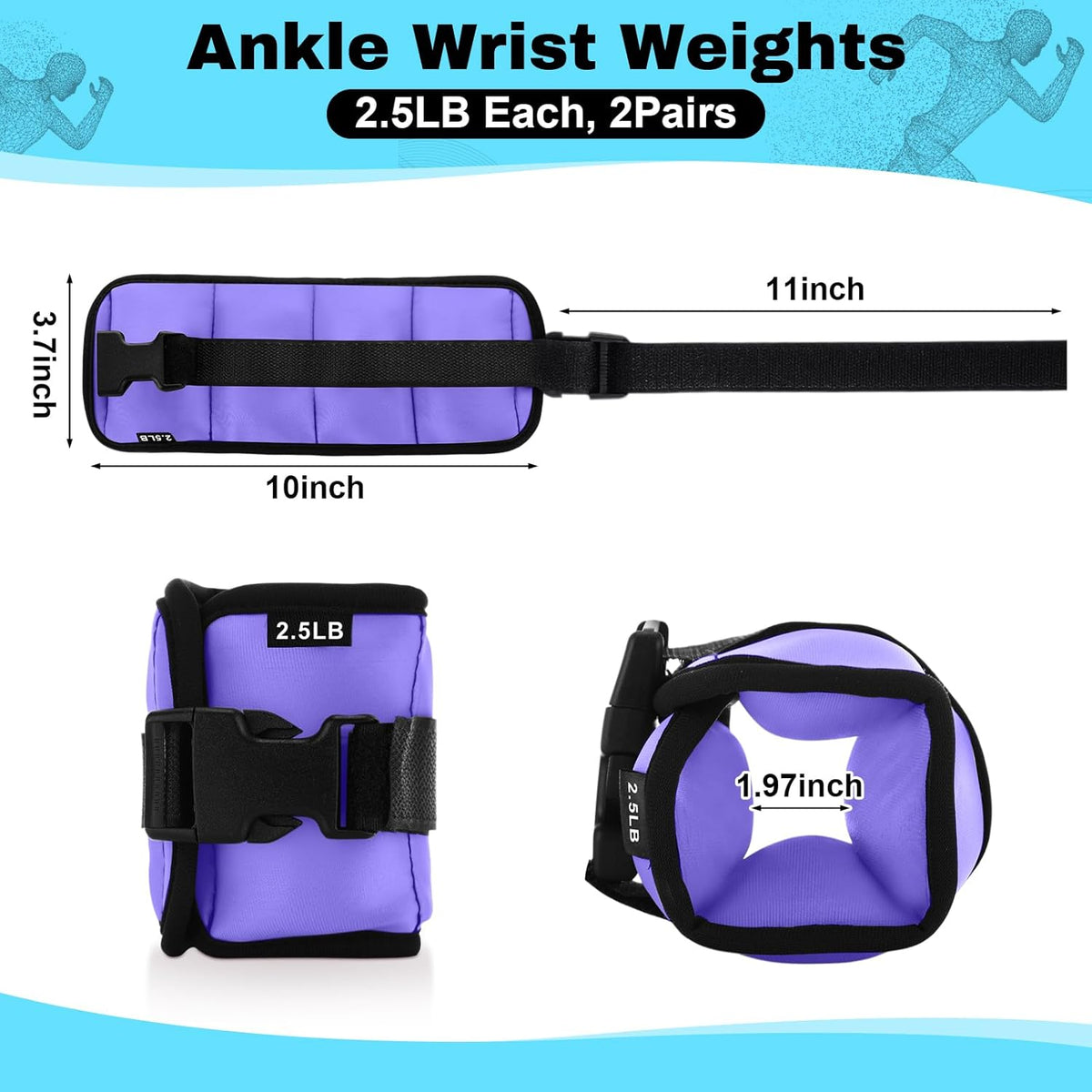 2 Pairs Ankle Wrist Weights for Land or Aquatic Exercise Aqua Cuffs Aqua Aerobics Fitness Bands for Ankle and Wrist Adjustable Weights for Swimming Pool Workout Equipment