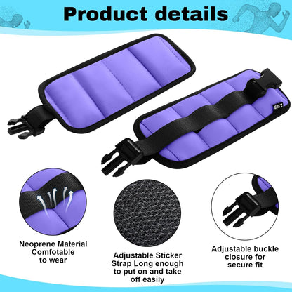 2 Pairs Ankle Wrist Weights for Land or Aquatic Exercise Aqua Cuffs Aqua Aerobics Fitness Bands for Ankle and Wrist Adjustable Weights for Swimming Pool Workout Equipment