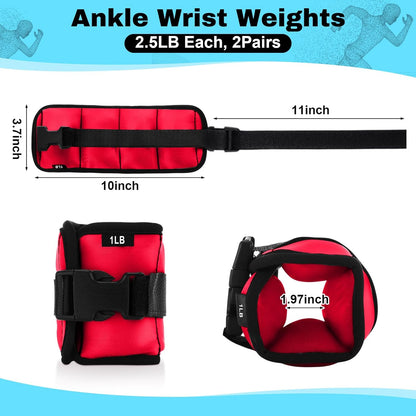 2 Pairs Ankle Wrist Weights for Land or Aquatic Exercise Aqua Cuffs Aqua Aerobics Fitness Bands for Ankle and Wrist Adjustable Weights for Swimming Pool Workout Equipment