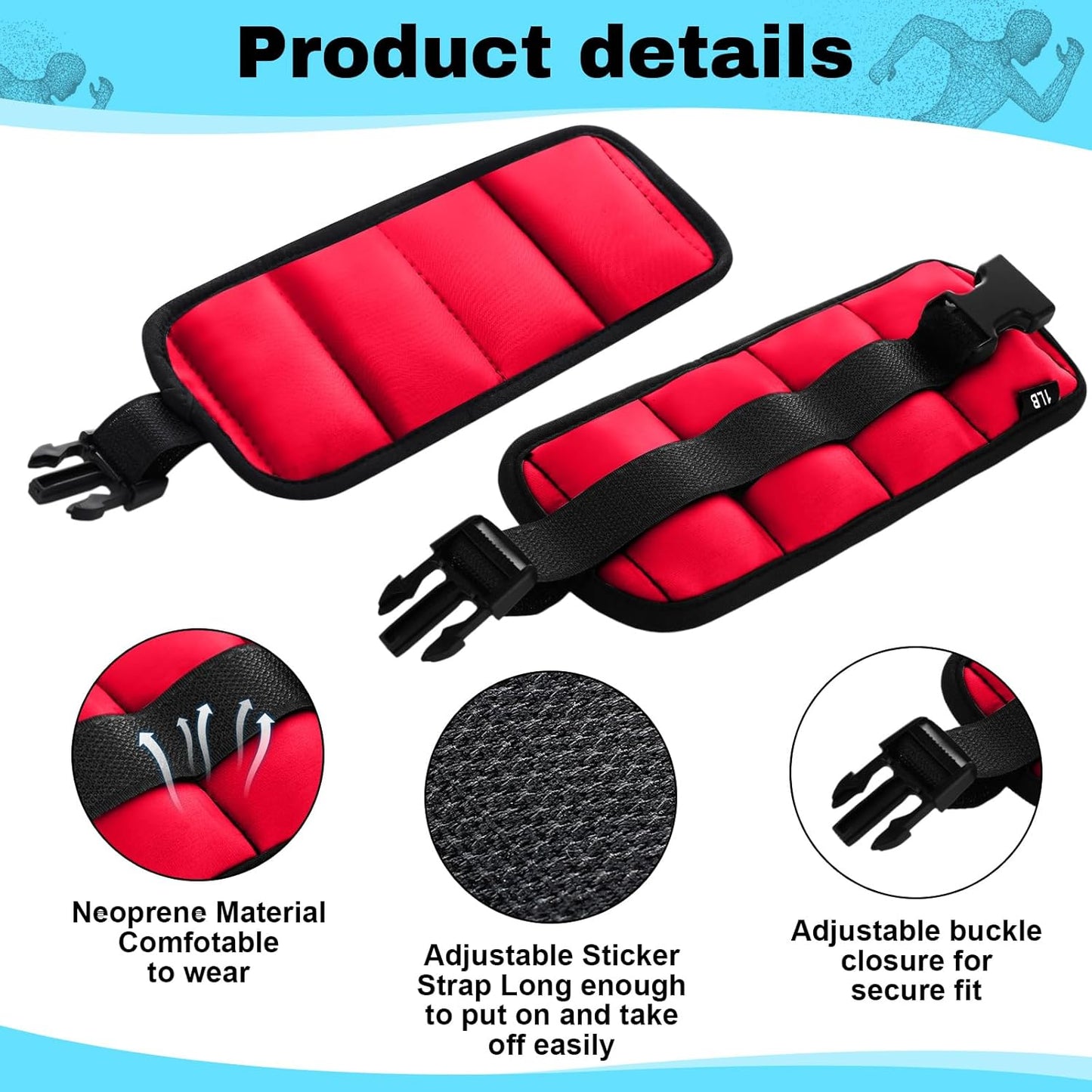 2 Pairs Ankle Wrist Weights for Land or Aquatic Exercise Aqua Cuffs Aqua Aerobics Fitness Bands for Ankle and Wrist Adjustable Weights for Swimming Pool Workout Equipment