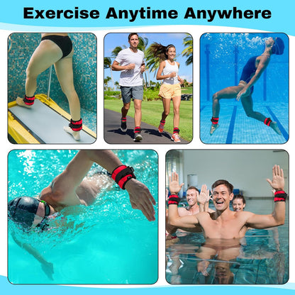 2 Pairs Ankle Wrist Weights for Land or Aquatic Exercise Aqua Cuffs Aqua Aerobics Fitness Bands for Ankle and Wrist Adjustable Weights for Swimming Pool Workout Equipment