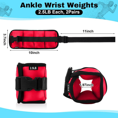 2 Pairs Ankle Wrist Weights for Land or Aquatic Exercise Aqua Cuffs Aqua Aerobics Fitness Bands for Ankle and Wrist Adjustable Weights for Swimming Pool Workout Equipment