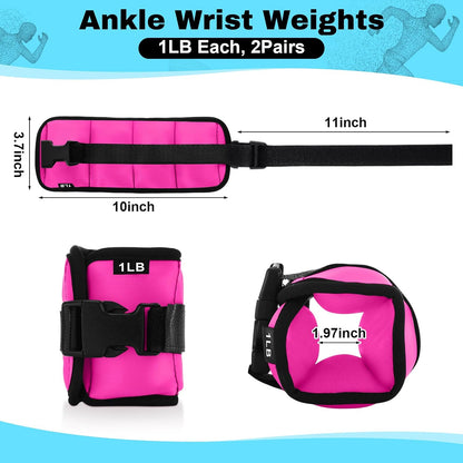 2 Pairs Ankle Wrist Weights for Land or Aquatic Exercise Aqua Cuffs Aqua Aerobics Fitness Bands for Ankle and Wrist Adjustable Weights for Swimming Pool Workout Equipment