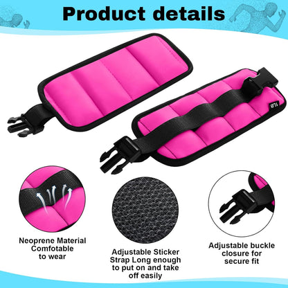 2 Pairs Ankle Wrist Weights for Land or Aquatic Exercise Aqua Cuffs Aqua Aerobics Fitness Bands for Ankle and Wrist Adjustable Weights for Swimming Pool Workout Equipment