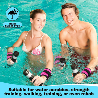 2 Pairs Ankle Wrist Weights for Land or Aquatic Exercise Aqua Cuffs Aqua Aerobics Fitness Bands for Ankle and Wrist Adjustable Weights for Swimming Pool Workout Equipment