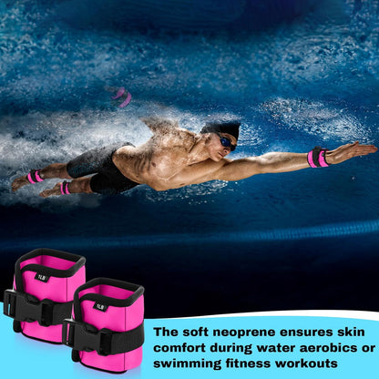 2 Pairs Ankle Wrist Weights for Land or Aquatic Exercise Aqua Cuffs Aqua Aerobics Fitness Bands for Ankle and Wrist Adjustable Weights for Swimming Pool Workout Equipment