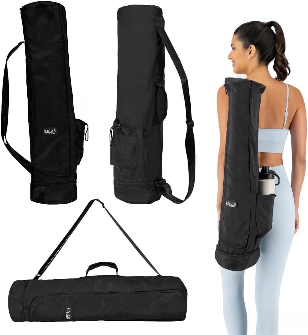 Yoga Mat Bag – Crossbody Gym Bag for Women & Men, Waterproof Travel Carrier Fits Thick Yoga Mat, Multi Pocket Storage with Strap Holder, Shoulder Carry for Fitness Pilates Exercise