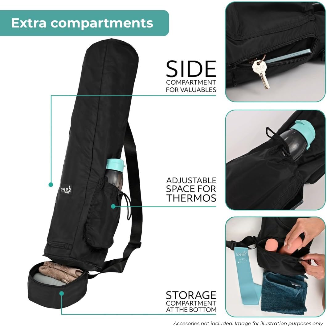 Yoga Mat Bag – Crossbody Gym Bag for Women & Men, Waterproof Travel Carrier Fits Thick Yoga Mat, Multi Pocket Storage with Strap Holder, Shoulder Carry for Fitness Pilates Exercise