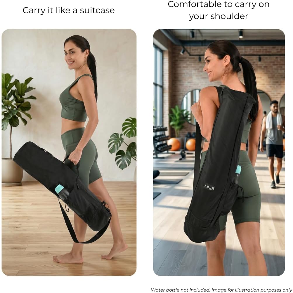 Yoga Mat Bag – Crossbody Gym Bag for Women & Men, Waterproof Travel Carrier Fits Thick Yoga Mat, Multi Pocket Storage with Strap Holder, Shoulder Carry for Fitness Pilates Exercise