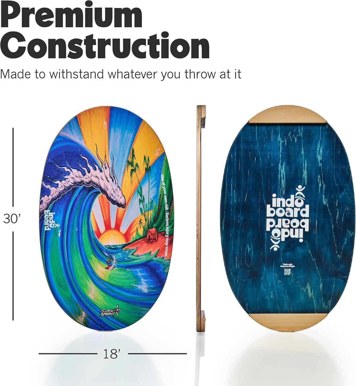 The Original - Balance Board Trainer for Core Strength, Stability & Athletic Performance - Surfing, Skateboarding, Snowboarding, Yoga, Physical Therapy & More. Includes Board and Roller.