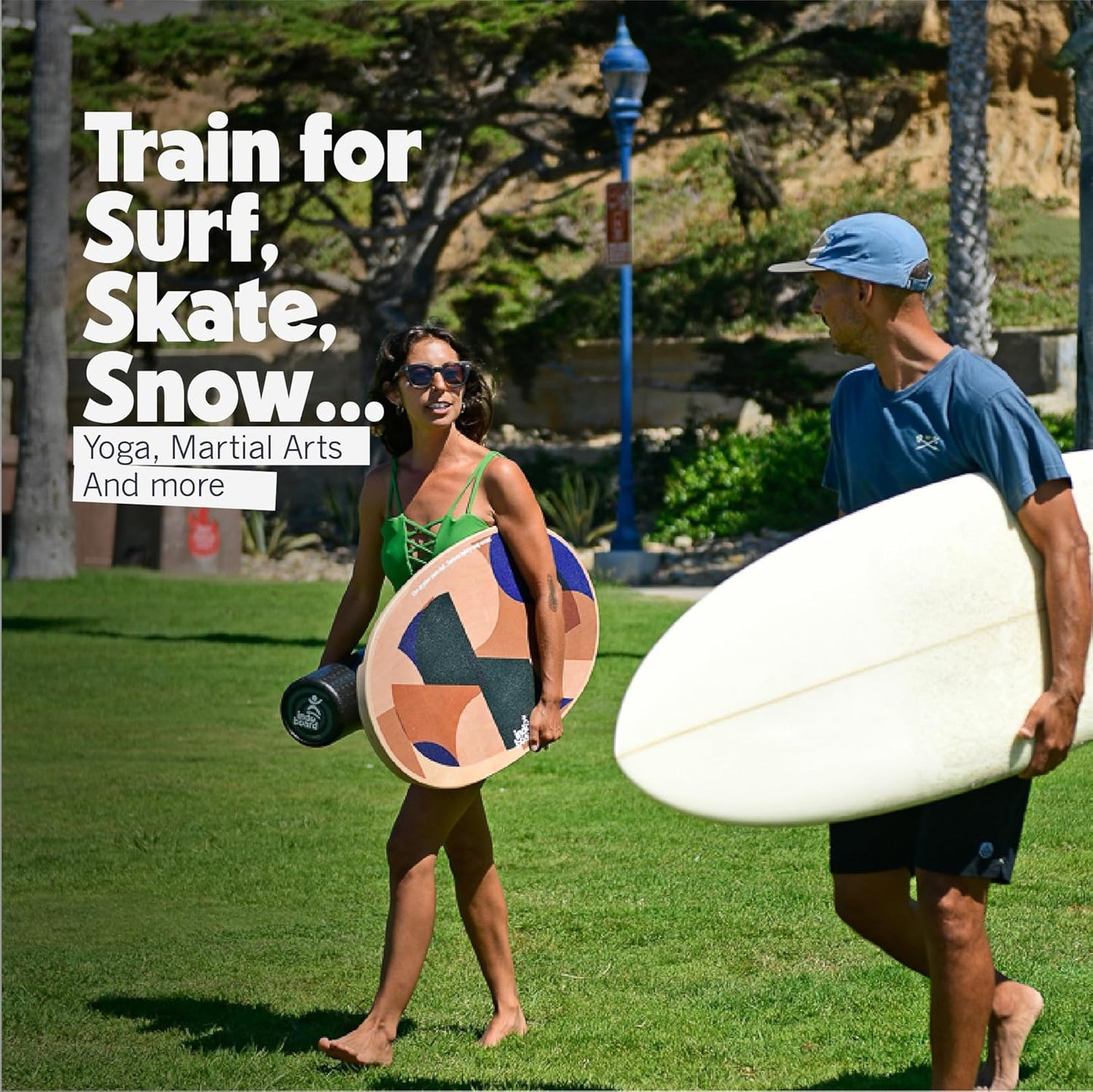 The Original - Balance Board Trainer for Core Strength, Stability & Athletic Performance - Surfing, Skateboarding, Snowboarding, Yoga, Physical Therapy & More. Includes Board and Roller.