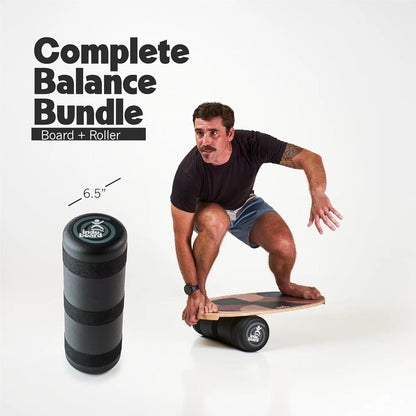 The Original - Balance Board Trainer for Core Strength, Stability & Athletic Performance - Surfing, Skateboarding, Snowboarding, Yoga, Physical Therapy & More. Includes Board and Roller.