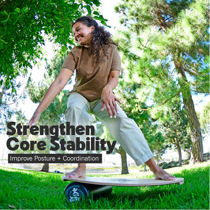 The Original - Balance Board Trainer for Core Strength, Stability & Athletic Performance - Surfing, Skateboarding, Snowboarding, Yoga, Physical Therapy & More. Includes Board and Roller.