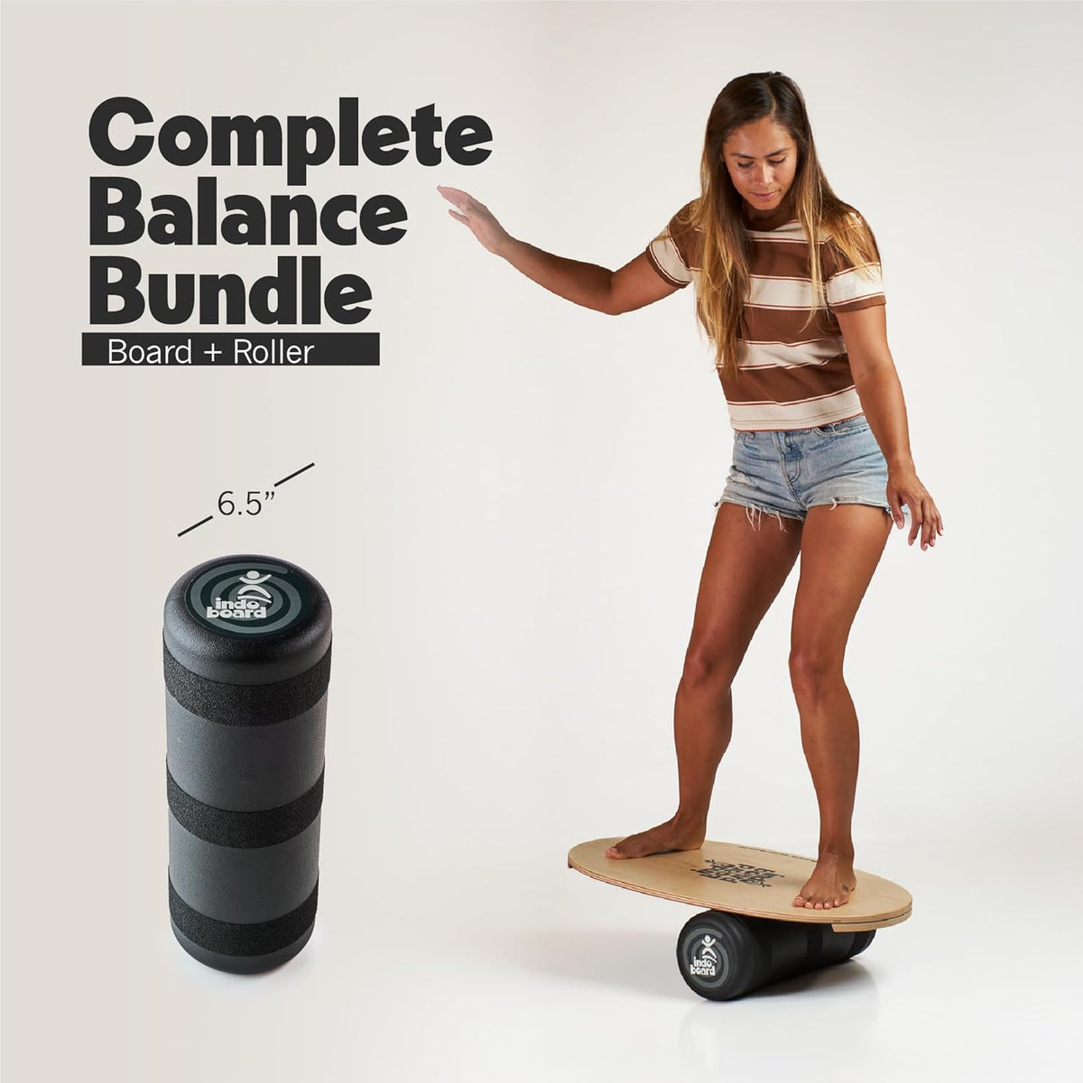 The Original - Balance Board Trainer for Core Strength, Stability & Athletic Performance - Surfing, Skateboarding, Snowboarding, Yoga, Physical Therapy & More. Includes Board and Roller.