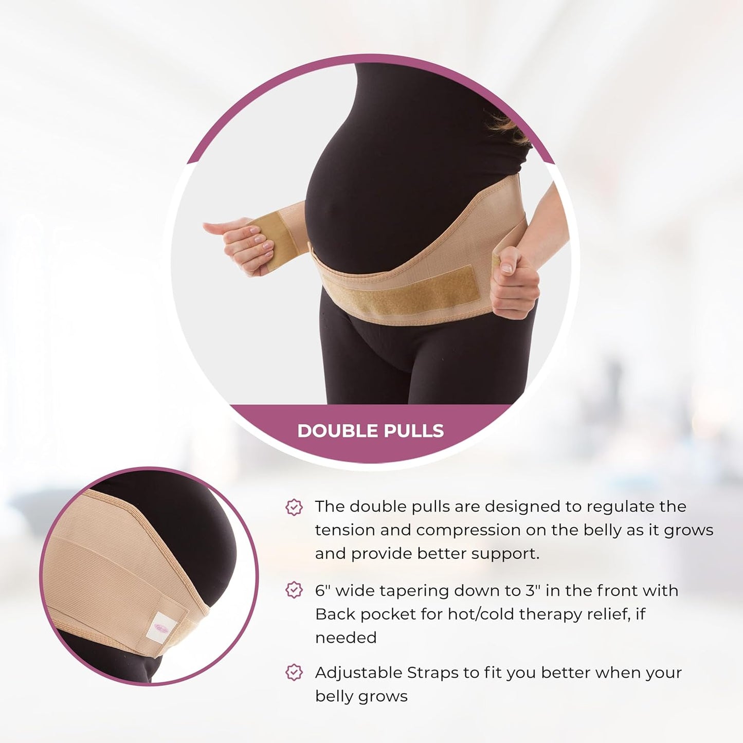 Made in USA Pregnancy Belly Band, Soft & Breathable Maternity Belly Band – Pregnancy Belt for Back, Pelvic & Waist