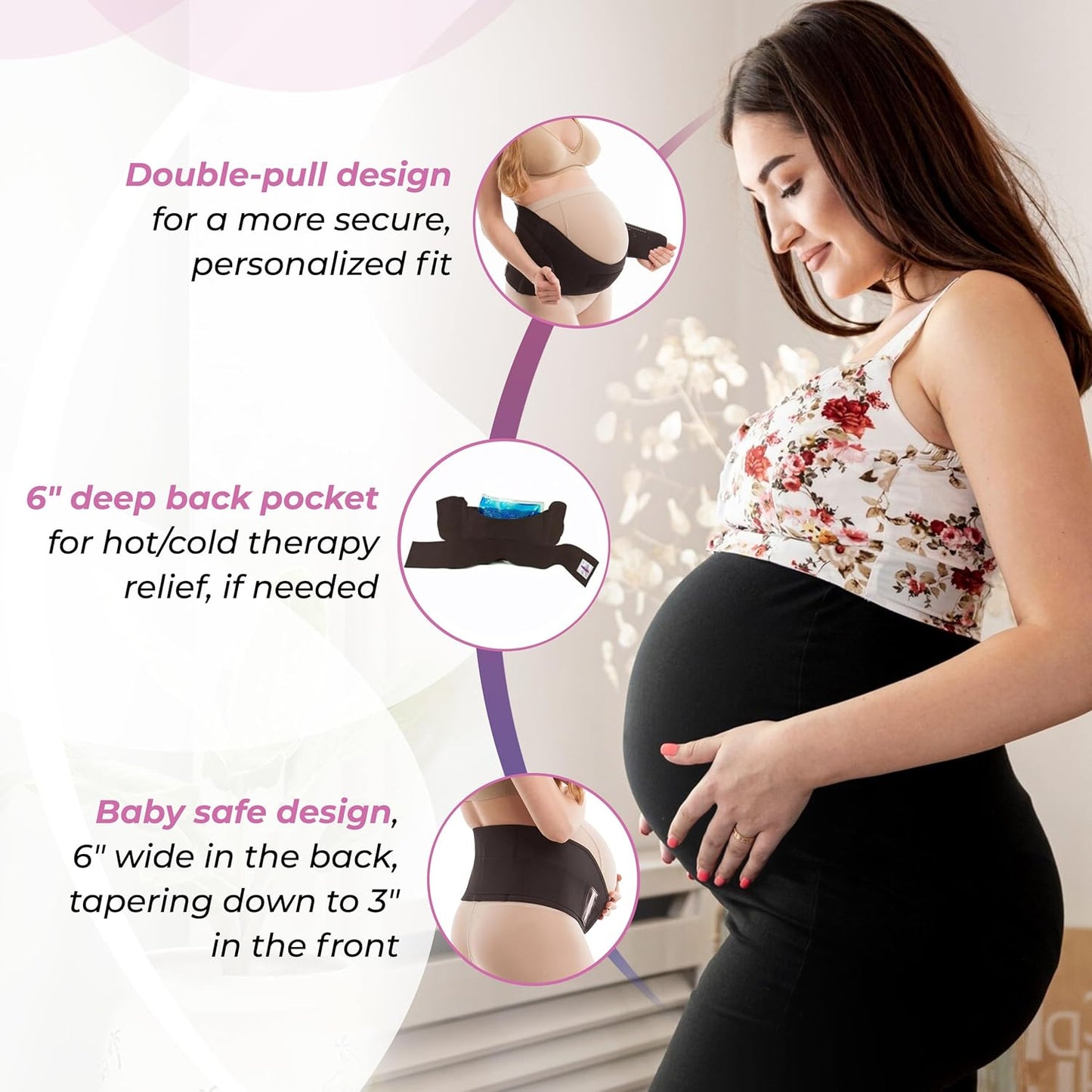Made in USA Pregnancy Belly Band, Soft & Breathable Maternity Belly Band – Pregnancy Belt for Back, Pelvic & Waist