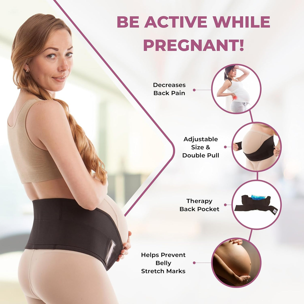 Made in USA Pregnancy Belly Band, Soft & Breathable Maternity Belly Band – Pregnancy Belt for Back, Pelvic & Waist