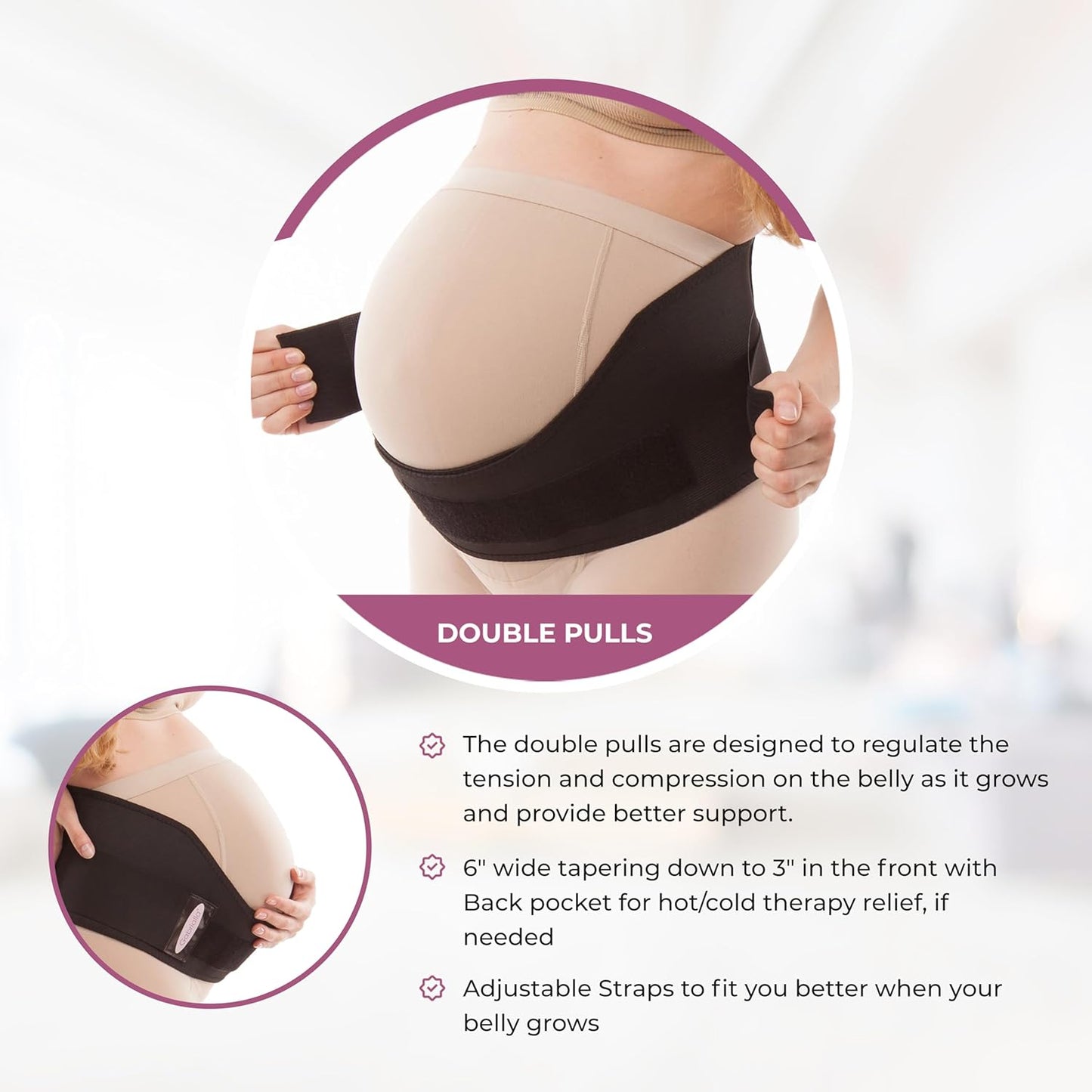 Made in USA Pregnancy Belly Band, Soft & Breathable Maternity Belly Band – Pregnancy Belt for Back, Pelvic & Waist