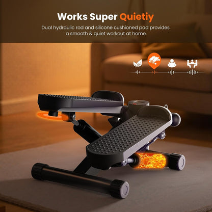 Mini Stair Steppers with Resistance Bands for Exercise at Home, Portable Exercise Twist Stepper Machine for Full Body Workout, 300LBS Capacity