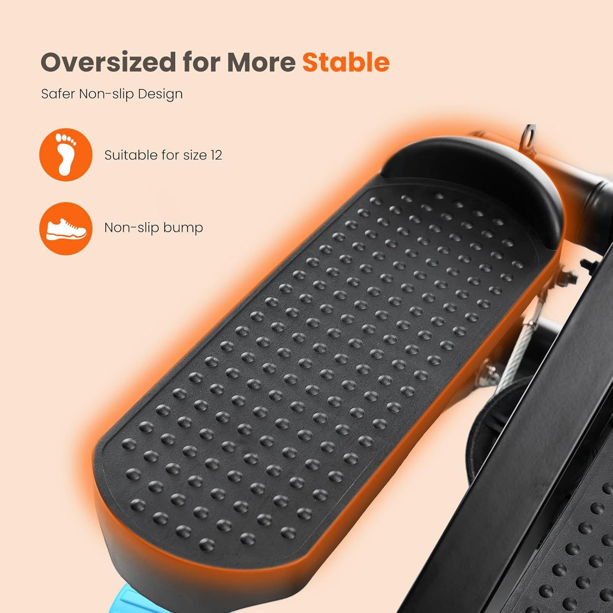 Mini Stair Steppers with Resistance Bands for Exercise at Home, Portable Exercise Twist Stepper Machine for Full Body Workout, 300LBS Capacity