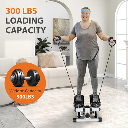 Mini Stair Steppers with Resistance Bands for Exercise at Home, Portable Exercise Twist Stepper Machine for Full Body Workout, 300LBS Capacity