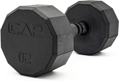 Rubber Coated Dumbbell Weights, Free Weights for Home Gym Strength Training, Anti-Roll Hex Dumbbells with Black, Chrome & Comfort Grip Handles, Singles