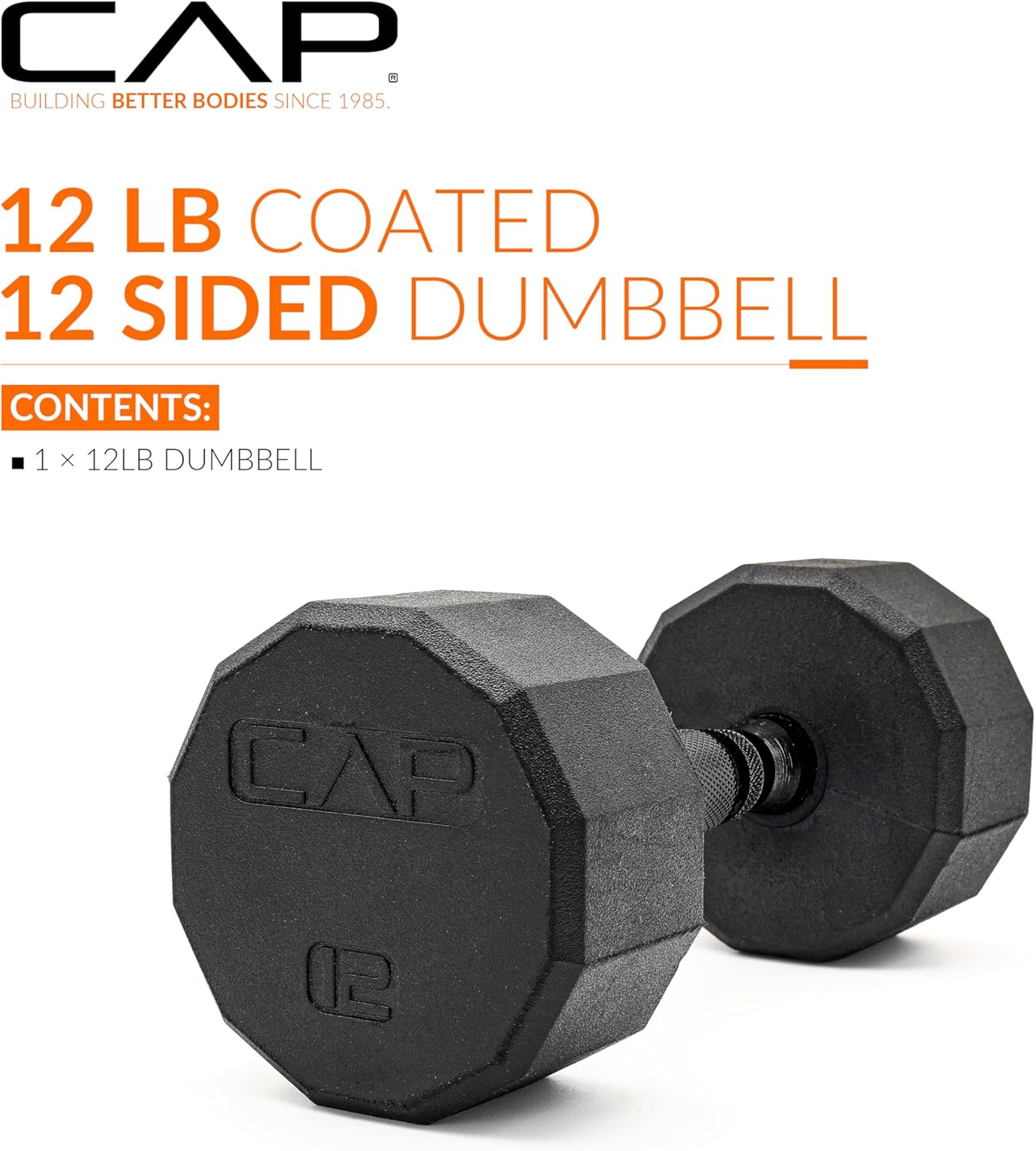 Rubber Coated Dumbbell Weights, Free Weights for Home Gym Strength Training, Anti-Roll Hex Dumbbells with Black, Chrome & Comfort Grip Handles, Singles