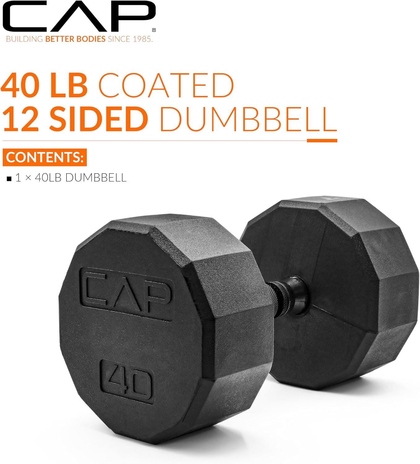 Rubber Coated Dumbbell Weights, Free Weights for Home Gym Strength Training, Anti-Roll Hex Dumbbells with Black, Chrome & Comfort Grip Handles, Singles